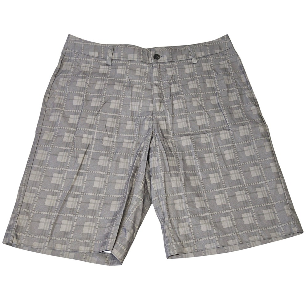 Adidas Climalite Golf Shorts Mens 34 Gray Plaid Checkered Performance AE7002‎